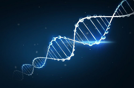科学、化学、生物、研究和医学概念-暗背景下的DNA分子化学结构。DNA分子结构