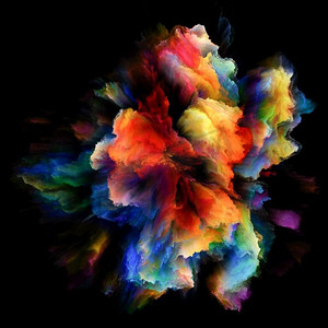 灰尘效果摄影照片_色彩情感系列抽象设计由色彩爆裂飞溅爆炸的主题想象力，创造力艺术和设计