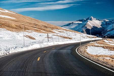 冻土带摄影照片_冻土带，道路，风景，冬天