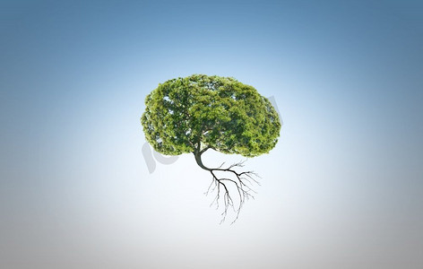 大气污染.概念形象的绿树形状像大脑
