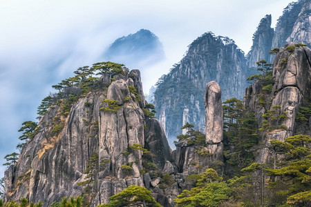  黄山，山，黄色，山