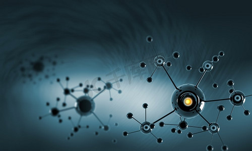 dna分子链摄影照片_分子链。具有分子链的高科技背景概念