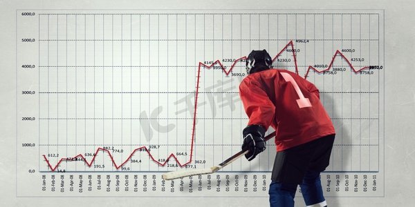 统计后台摄影照片_曲棍球运动员和动态图表。冰球运动员和后台图表