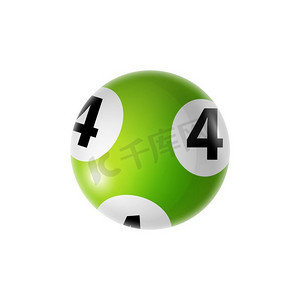 乐普符号摄影照片_第四名就是绿彩球孤岛赌场赌博电玩圈。向量游戏中的第四个符号。彩票中的四个彩球孤立圆形球体