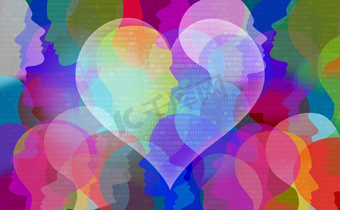 在线约会和互联网爱情匹配概念是一种3D插图风格的网络关系技术应用。网上约会