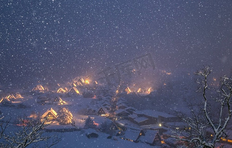 白川方明降雪照亮岐阜市中部降雪日本