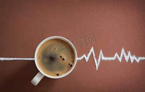 咖啡杯顶视和心跳从糖心跳。咖啡杯俯视和心跳心动图