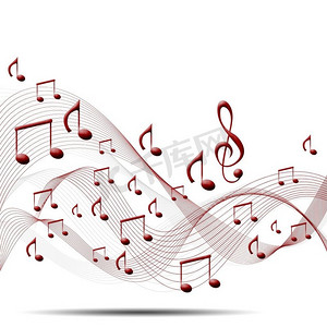 音乐背景摄影照片_以白色背景演唱的音符组成的乐曲，作为音乐的象征
