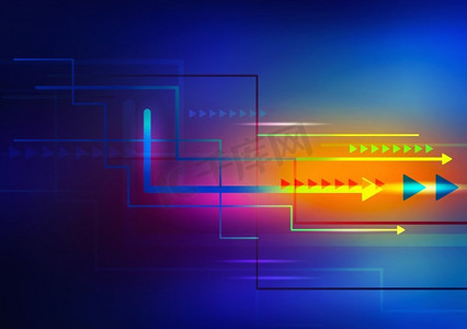高科技图案背景。以箭头概念为界面模板的背景数字图像