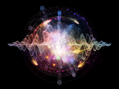 原子系列。原子和量子波的抽象概念