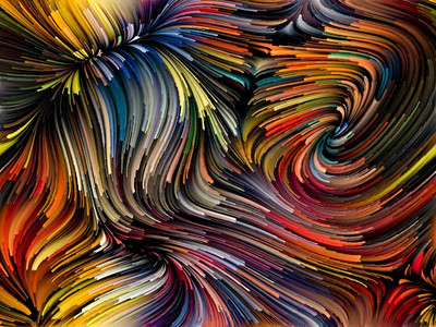 Paint Motion系列明亮的曲线色彩线的主题艺术，创造力和运动。