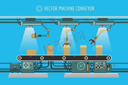 带向量摄影照片_机械工业输送带厂。矢量机输送机。机械工业厂包装皮带线图解