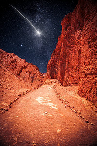 流星。智利阿塔卡马沙漠的月亮谷