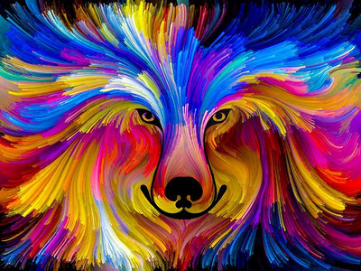狼狗抽象数字绘画主题的动物性质