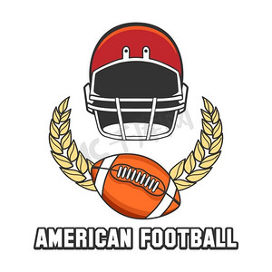 美式足球标志徽章。白色背景上孤立的美式足球标志徽章。矢量插图