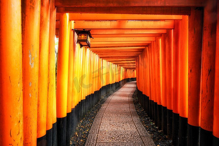 图为日本京都富士美稻草神社的红鸟井之门。它是京都著名的地标和旅游目的地。