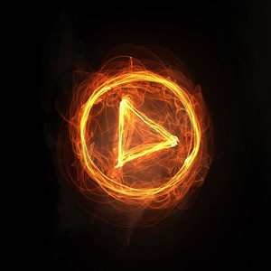 火力游戏图标。暗色背景上发光的火焰游戏图标