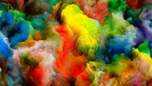 彩色渐变烟雾摄影照片_画星云。彩色梦系列由渐变和光谱色调组成的设计，作为想象力、创造力和艺术绘画的隐喻