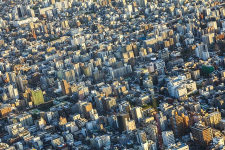 房屋鸟瞰图在东京市，日本，亚洲