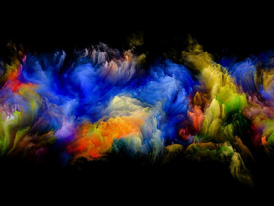 画云系列抽象色彩的样本融合在数字画布上。