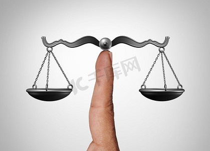 法律服务和民权象征或律师服务和政府立法作为一种平衡司法的概念，带有3D插图元素。