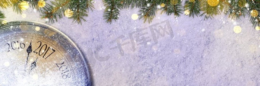 2017下雪摄影照片_年、时钟、2017、圣诞节