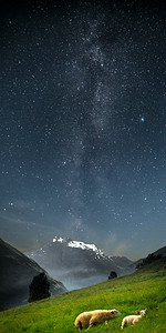 乳汁摄影照片_星河夹心牛奶巧克力。山里的山羊。在风景如画的挪威峡湾