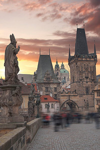 布拉格—查理大桥，捷克共和国。美丽如画的风景