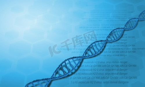 医疗高科技背景摄影照片_DNA分子。生物化学背景概念与高科技dna分子