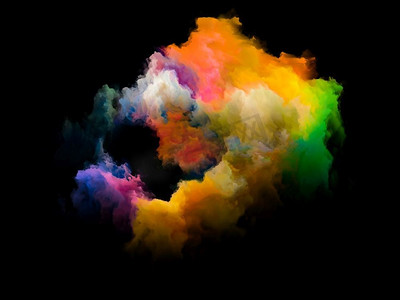 彩色块。彩虹岛系列与艺术、创意和设计相关的充满活力的色调和渐变的相互作用