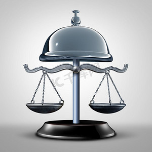 法律服务和消费者保护服务以及律师或律师咨询的概念作为一个司法天平塑造为一个帮助钟作为一个3D插图。