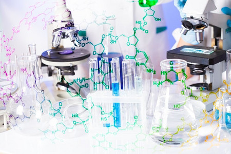 化工水池摄影照片_实验室DNA研究，设计、医疗、化工等行业背景。实验室试管