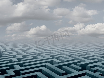 迷宫背景和抽象迷宫透视场景作为3D插图。