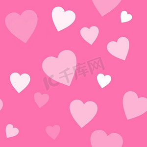 爱与情人节设计理念--白色心形无缝粉色背景