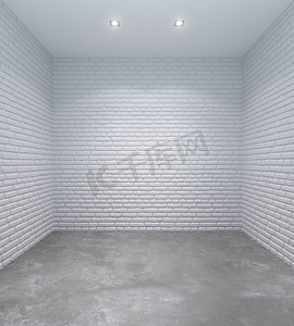 空荡荡的白色砖墙房间