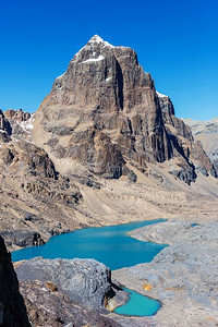 跨年徒步摄影照片_美丽的山脉风景在科迪勒拉Huayhuash，秘鲁，南美洲