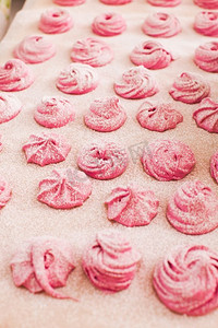 水果粉色棉花糖的烹调-甜的泽菲尔。家常菜棉花糖