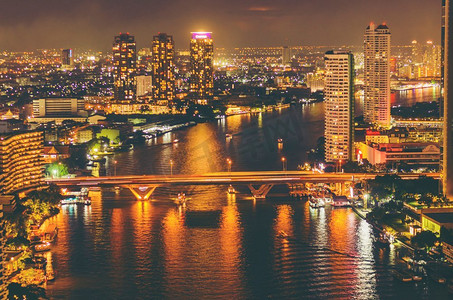 泰国夜景摄影照片_泰国曼谷的城市夜景