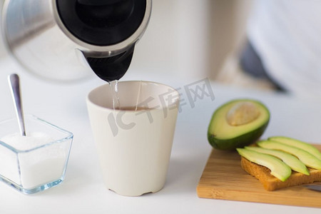 马克杯定制摄影照片_茶、杯子、食物、早餐