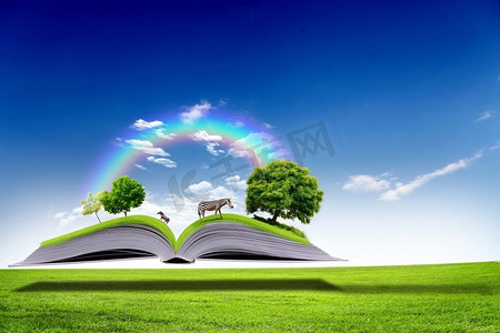 打开书与绿色自然世界出来的网页