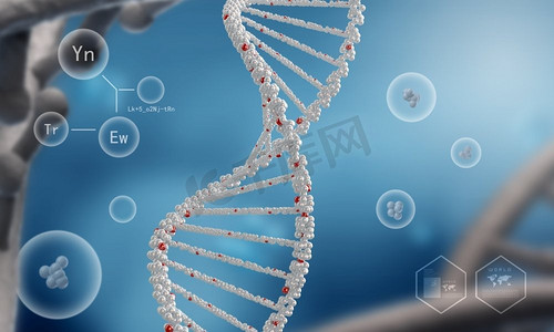 DNA分子。高科技DNA分子的生物化学背景概念