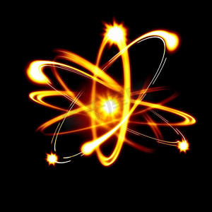 原子图像。彩色原子和电子的图像。物理概念