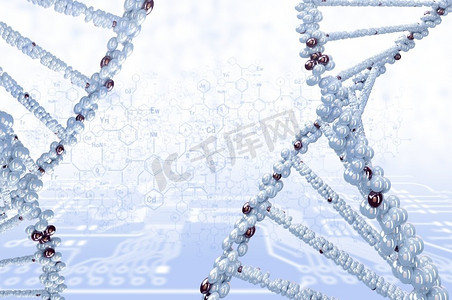 生物科技dna摄影照片_DNA分子。生物化学背景概念与高科技dna分子