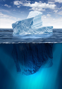 南极冰川水摄影照片_海洋中的南极冰山。美丽的极地海洋背景。