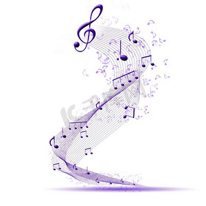 以白色背景演唱的音符组成的乐曲，作为音乐的象征