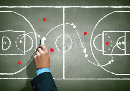 足球游戏策略近距离图像的人手绘制足球战术计划