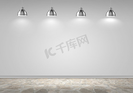 空白墙。空白墙，上面有灯照亮的文字位置