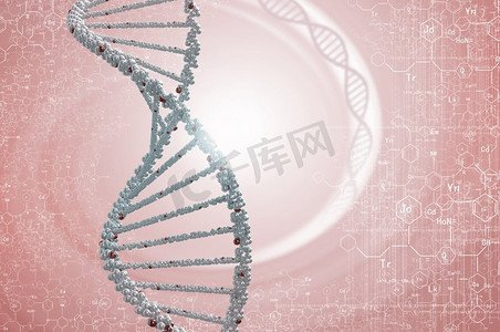 生物医学科技摄影照片_DNA分子。高科技DNA分子的生物化学背景概念