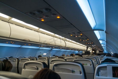 客机摄影照片_现代客机喷气式飞机的内舱