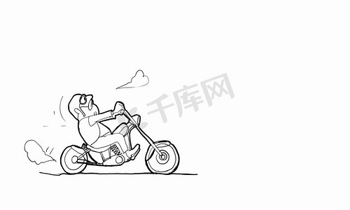 摩托车手。骑摩托车的人的卡通搞笑形象